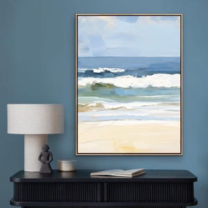 Abstract Ocean Waves Print, Minimalist Coastal Wall Art, Beach Waves Painting, Neutral Seascape, Modern Nautical Decor, Giclee Prints image 8