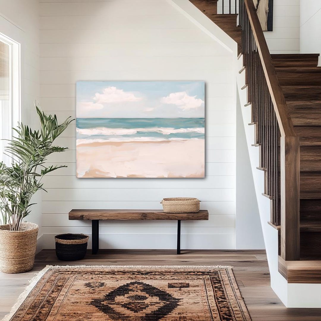 Coastal Wall Art Pastel Beach House Decor Print, Soft Seascape for ...