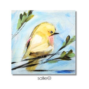 Yellow Bird on Branch Wall Art Print, Nature-Inspired Art, Boho Wall Decor, Whimsical Bird Lover Gift, Top Quality Giclee Print by Artist