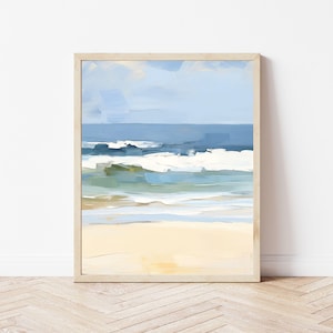 Abstract Ocean Waves Print, Minimalist Coastal Wall Art, Beach Waves Painting, Neutral Seascape, Modern Nautical Decor, Giclee Prints image 9