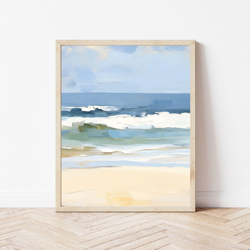 Abstract Ocean Waves Print, Minimalist Coastal Wall Art, Beach Waves Painting, Neutral Seascape, Modern Nautical Decor, Giclee Prints image 9