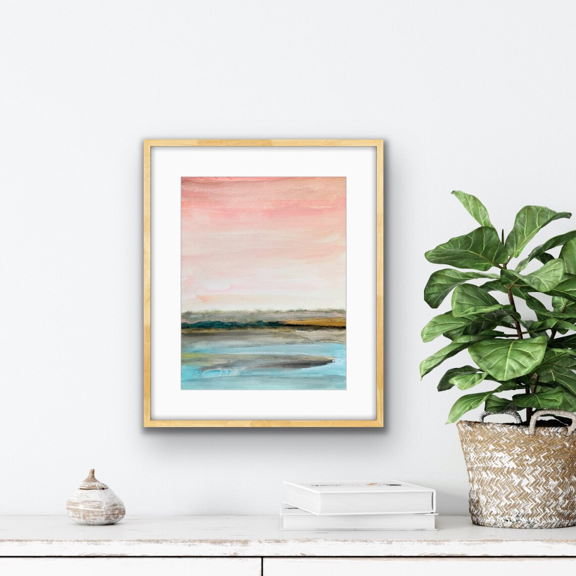 Landscape Wall Art Pink Landscape Art Abstract Art Etsy