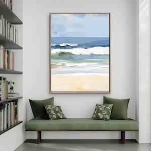 Abstract Ocean Waves Print, Minimalist Coastal Wall Art, Beach Waves Painting, Neutral Seascape, Modern Nautical Decor, Giclee Prints image 5