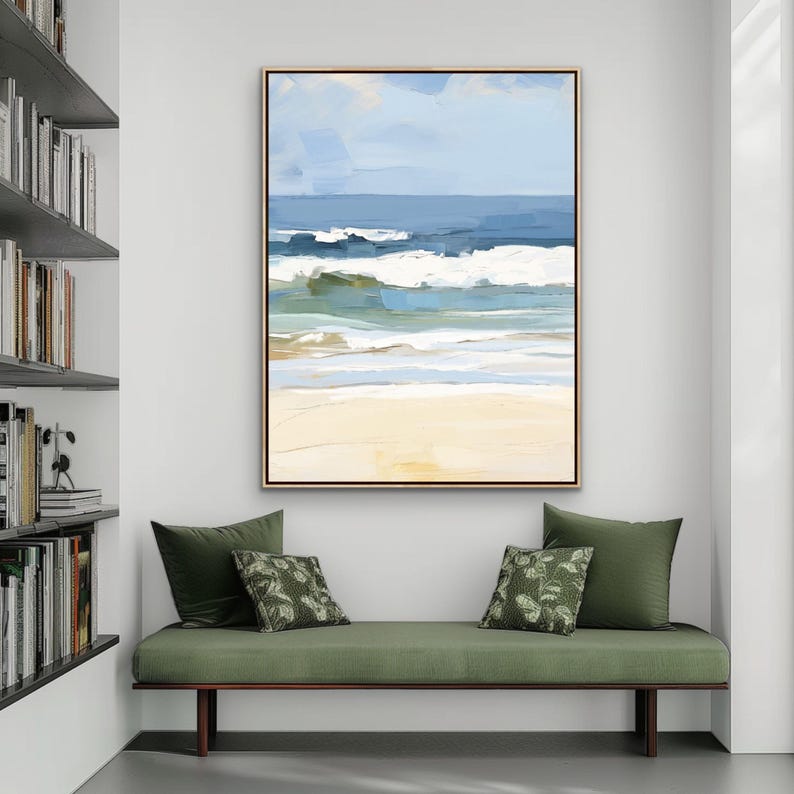 Abstract Ocean Waves Print, Minimalist Coastal Wall Art, Beach Waves Painting, Neutral Seascape, Modern Nautical Decor, Giclee Prints image 5