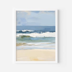 Abstract Ocean Waves Print, Minimalist Coastal Wall Art, Beach Waves Painting, Neutral Seascape, Modern Nautical Decor, Giclee Prints image 12