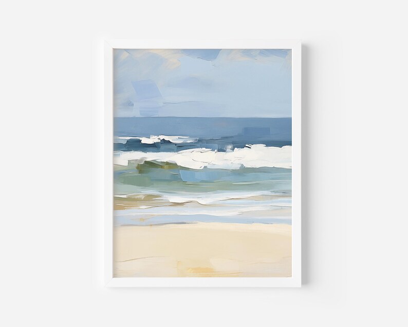 Abstract Ocean Waves Print, Minimalist Coastal Wall Art, Beach Waves Painting, Neutral Seascape, Modern Nautical Decor, Giclee Prints image 12
