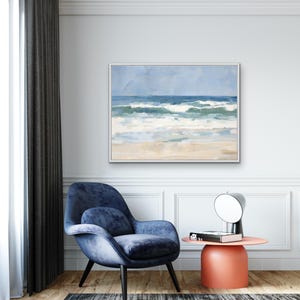 Ocean Waves Crashing Wall Art: Modern Beach House Decor, Minimalist Coastal Painting - Museum Quality Giclee Print - "High Tide" image 11