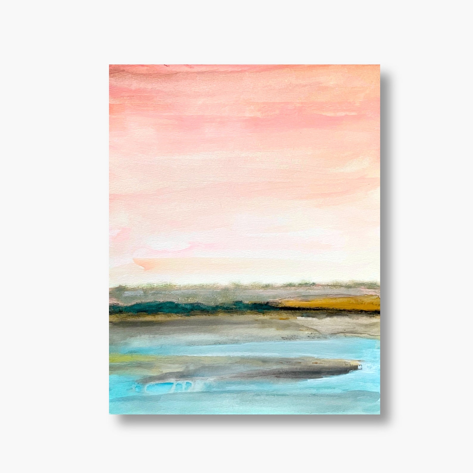 Landscape Wall Art Pink Landscape Art Abstract Art Etsy