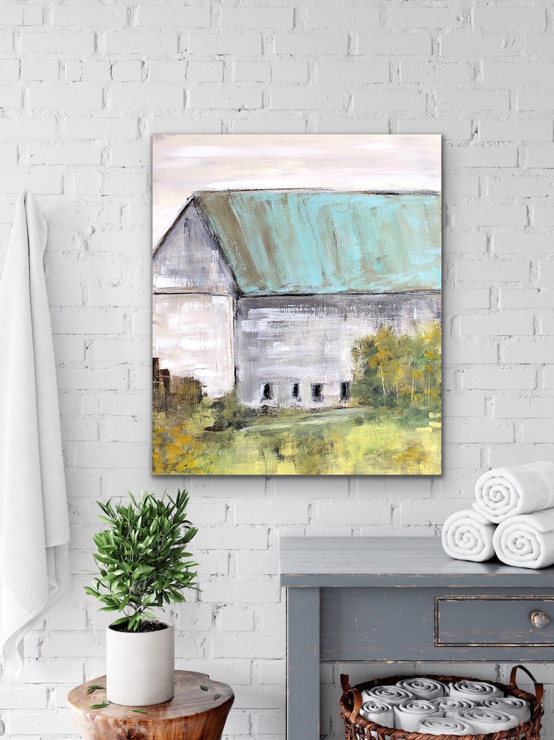 Huge Barn Art, Abstract Landscape Print, Barn Wall Art, Old Country