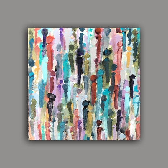 Best Selling Art Abstract Painting People City Art Small Etsy