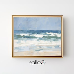 Ocean Waves Crashing Wall Art: Modern Beach House Decor, Minimalist Coastal Painting - Museum Quality Giclee Print - "High Tide" image 10