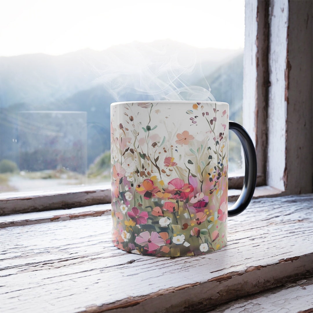 Wildflowers Cottagecore Color Morphing Mug, Heat Reactive Mug, Artisan ...