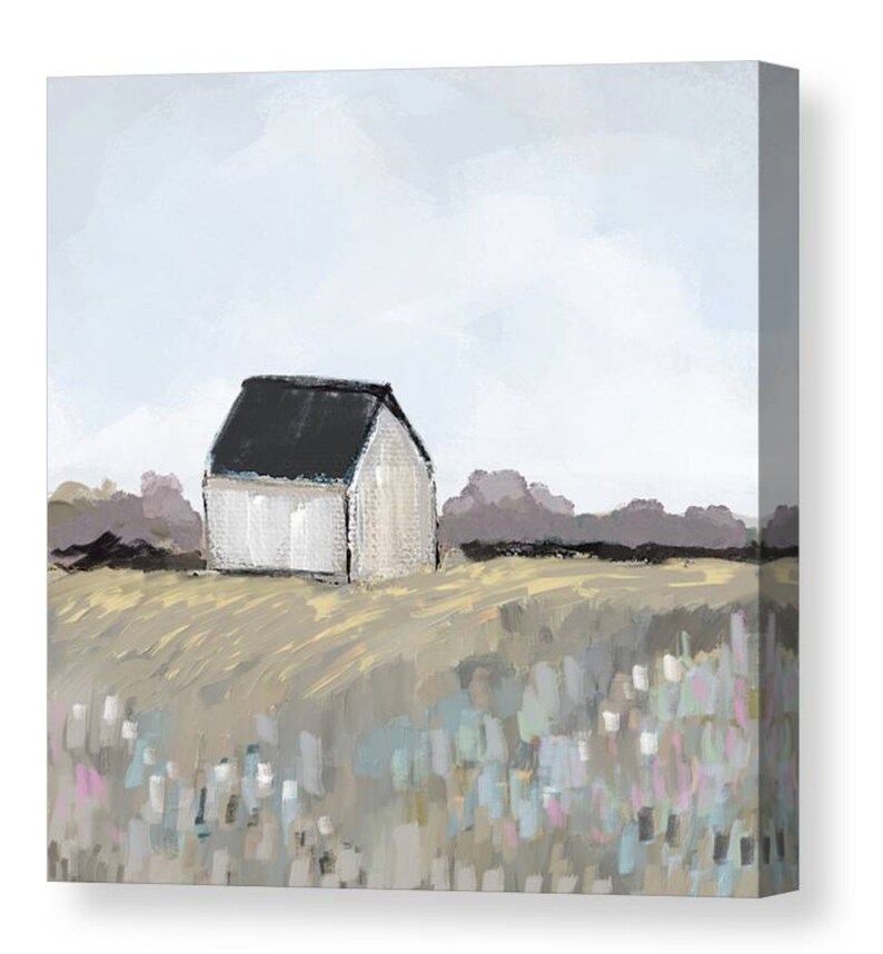 Modern Farmhouse Wall Art, Vintage Barn Canvas Print, Square Art Print