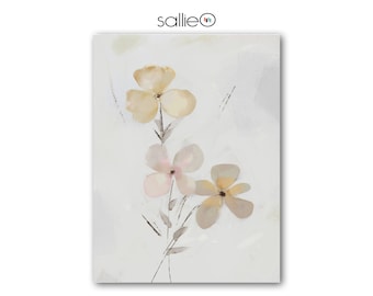 Watercolor WildFlowers Wall Art, Muted colors Flower Painting,  Modern Farmhouse Art, Minimal Art, Fine Art Prints by SallieO