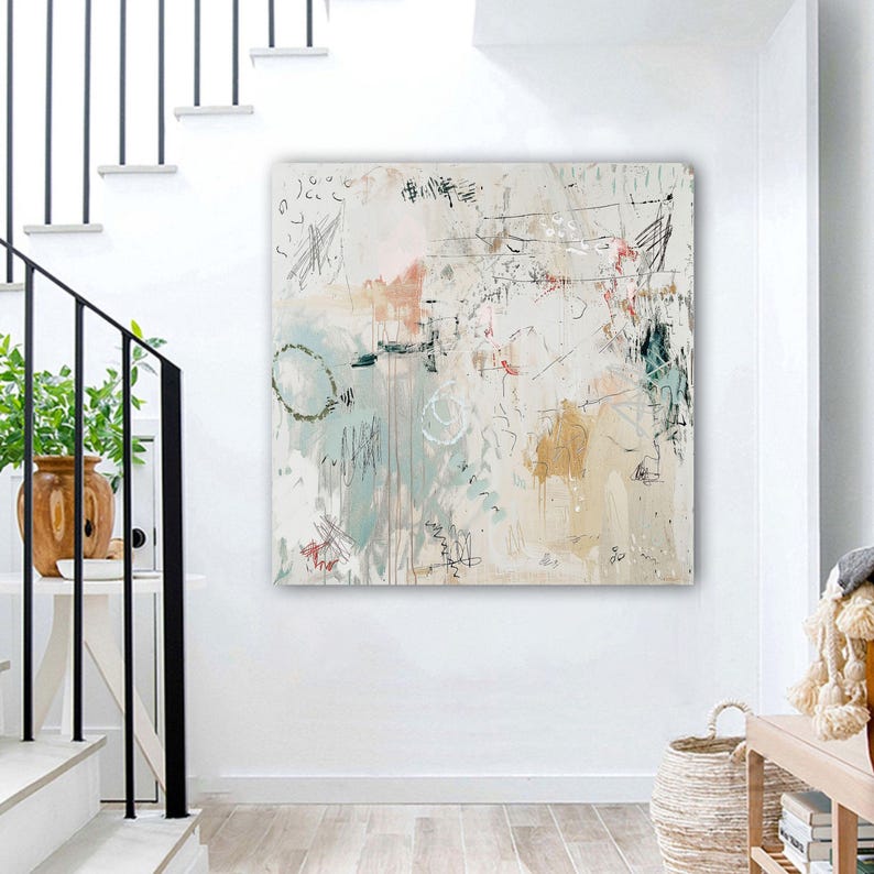 Coastal Abstract Wall Art Print, Neutral Beach House Decor, Modern ...