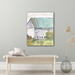 Huge Barn Art, Abstract landscape print, Barn Wall Art, Old Country Barn Painting, Giclee, Distressed Wood, Wood Wall Art image 5