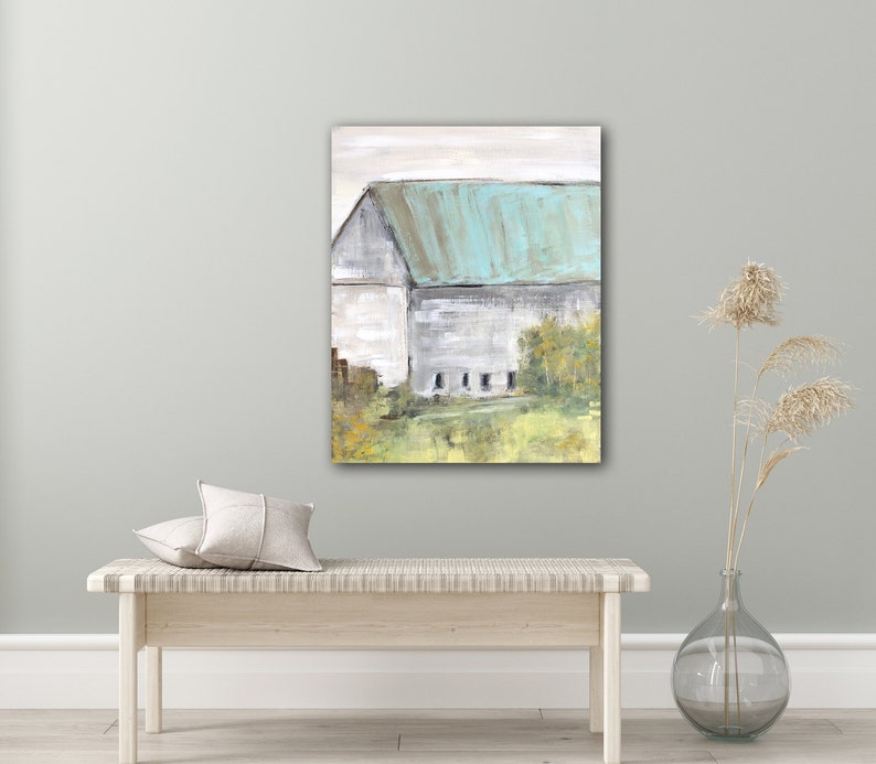 Huge Barn Art, Abstract landscape print, Barn Wall Art, Old Country Barn Painting, Giclee, Distressed Wood, Wood Wall Art image 5