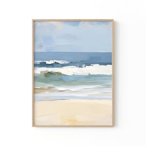 Abstract Ocean Waves Print, Minimalist Coastal Wall Art, Beach Waves Painting, Neutral Seascape, Modern Nautical Decor, Giclee Prints image 2