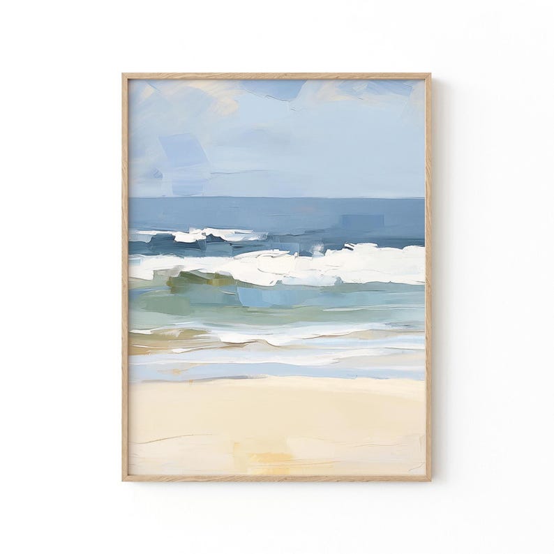 Abstract Ocean Waves Print, Minimalist Coastal Wall Art, Beach Waves Painting, Neutral Seascape, Modern Nautical Decor, Giclee Prints image 2