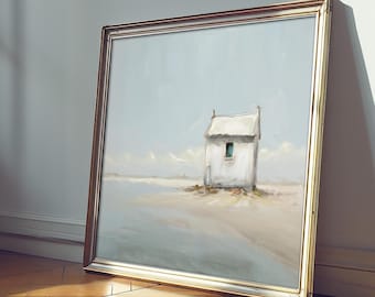 Soft Coastal Cottage Wall Art, Neutral Seascape Artwork, Minimalist Beach House Decor, Giclee Fine Art Print on Cotton Rag Paper