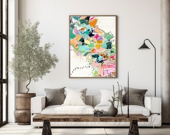 Pastel Abstract Art Print, Large Scale Art, Modern Art Abstract Painting, Canvas Print for Living Room, Bedroom, Gift for Her