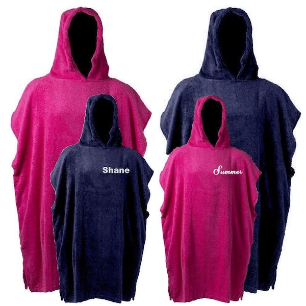 Personalised Embroidered Bana Kuru Hooded Changing Robes Hot Pink Navy Adults 6-8yrs 10-12yrs Sports Changing Robe