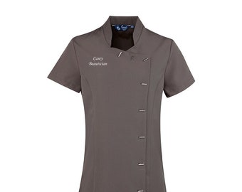 Embroidered and Personalised Workwear Beauty Tunic Sizes 6 to 24 in a choice of 8 colours Embroidered with text and/or logo