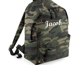 Embroidered Personalised Jungle Camouflage Rucksack Backpack Children's Adults Teens Bag