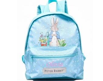 Embroidered Personalised Fully Licensed Branded Peter Rabbit Polka Dot Backpack Bag