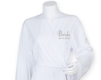 Personalised Embroidered Bridal Wedding Party Robe Dressing Gown Bride Bridesmaid Maid of Honour Mother of the Bride and Groom