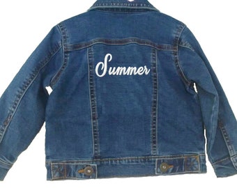 Embroidered Personalised Toddler Baby Children's Denim Jacket Initial Named Clothing