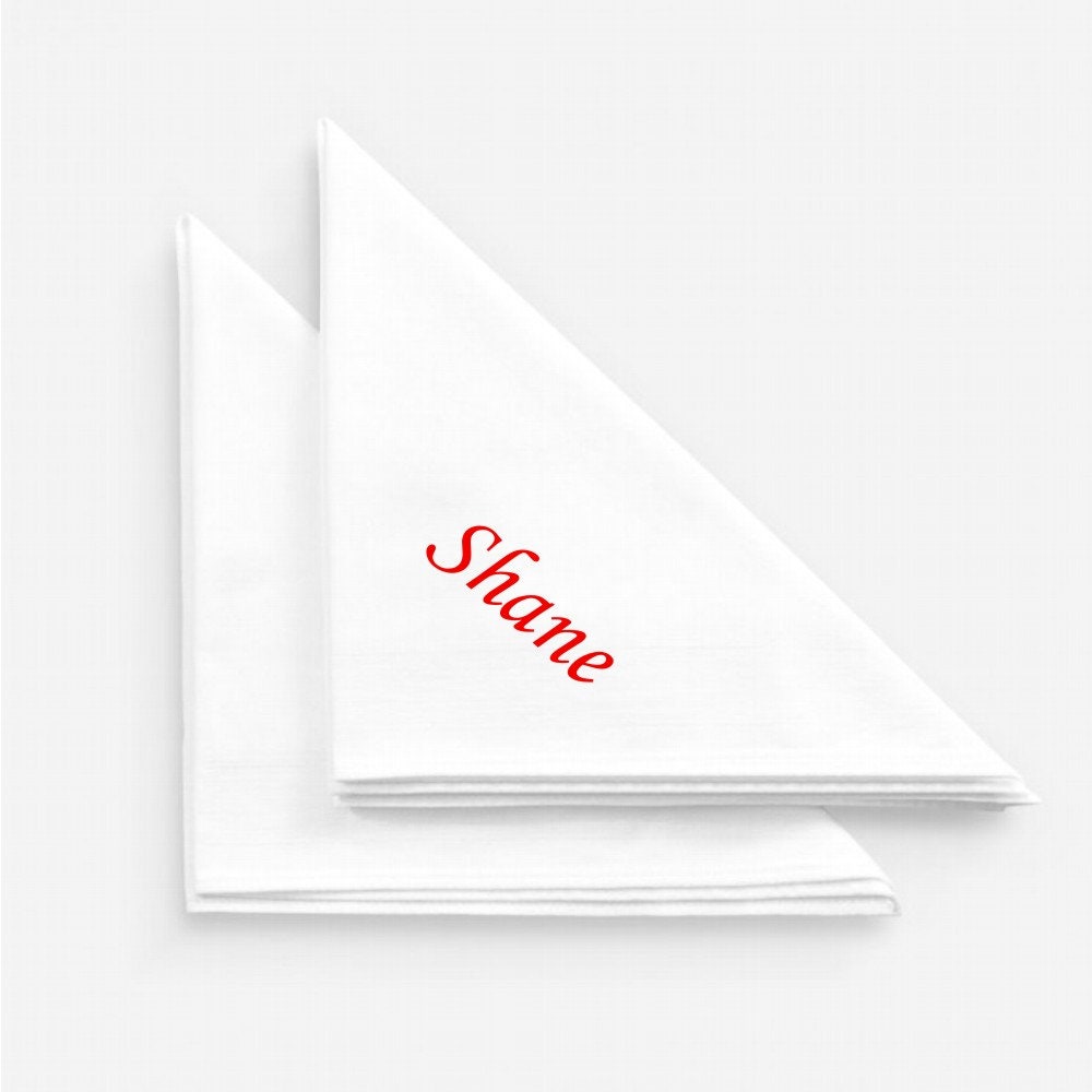 Personalised Embroidered White Cotton Napkins Etsy