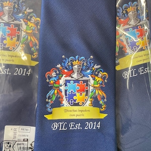 Personalised Custom Printed Tie, 18 colours, add your logo and/or text, Team Ties, Club Ties, Workwear/Business, Wedding Groomsman Event Tie