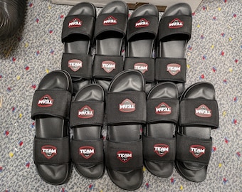 Personalised Printed Sliders, Black, White, Navy, Pink, Grey, 9 sizes, Team Club Sliders, Printed with an image/logo and/or text