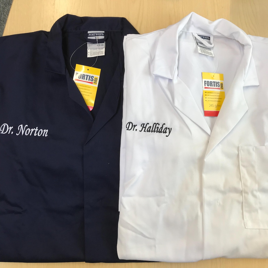 Personalised Embroidered Lab Coats Jackets, Navy and White, 7 Sizes ...