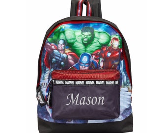 Embroidered Personalised Fully Licensed Branded Marvel Avengers Childrens Kids Backpack Bag Thor Hulk Captain America Iron Man