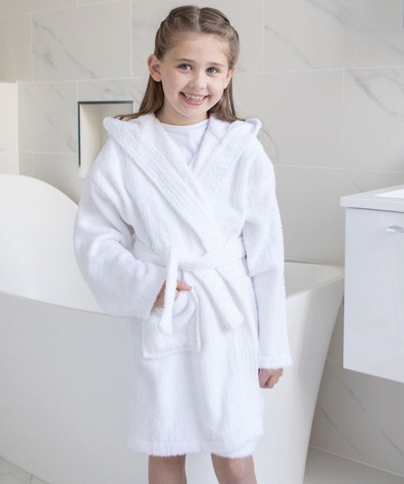 Personalised Embroidered Childrens Hooded Towelling Robe Etsy