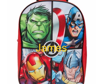 Embroidered Personalised Fully Licensed Branded Marvel Avengers Childrens Kids Backpack Bag Thor Hulk Captain America Iron Man