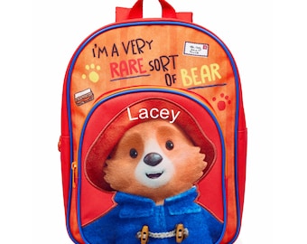 Embroidered Personalised Fully Licensed Branded Paddington Bear Backpack Bag Childrens School Pre School Bags