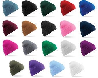 Personalised Embroidered Cuffed Beanie Hats 19 colours to choose from Text and Logo embroidery Workwear Winter Hats