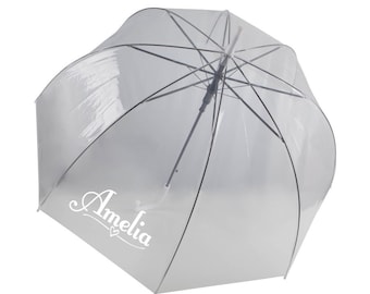 Personalised Name Named Bubble Umbrella Transparent Clear Umbrellas