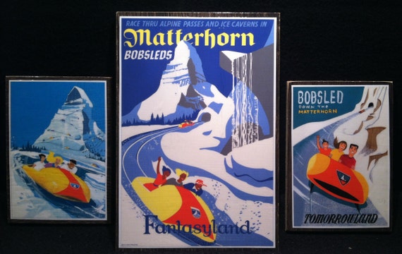 Disney MATTERHORN 1960 Patent Art POSTER! Blueprint Disneyland - Fantasyland Vintage Tomorrowland up to 24 x 36 Bobsleds