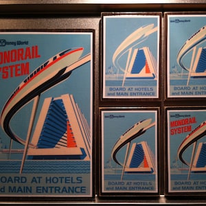 Set of 5 Disney World Monorail System Magnets - 1978