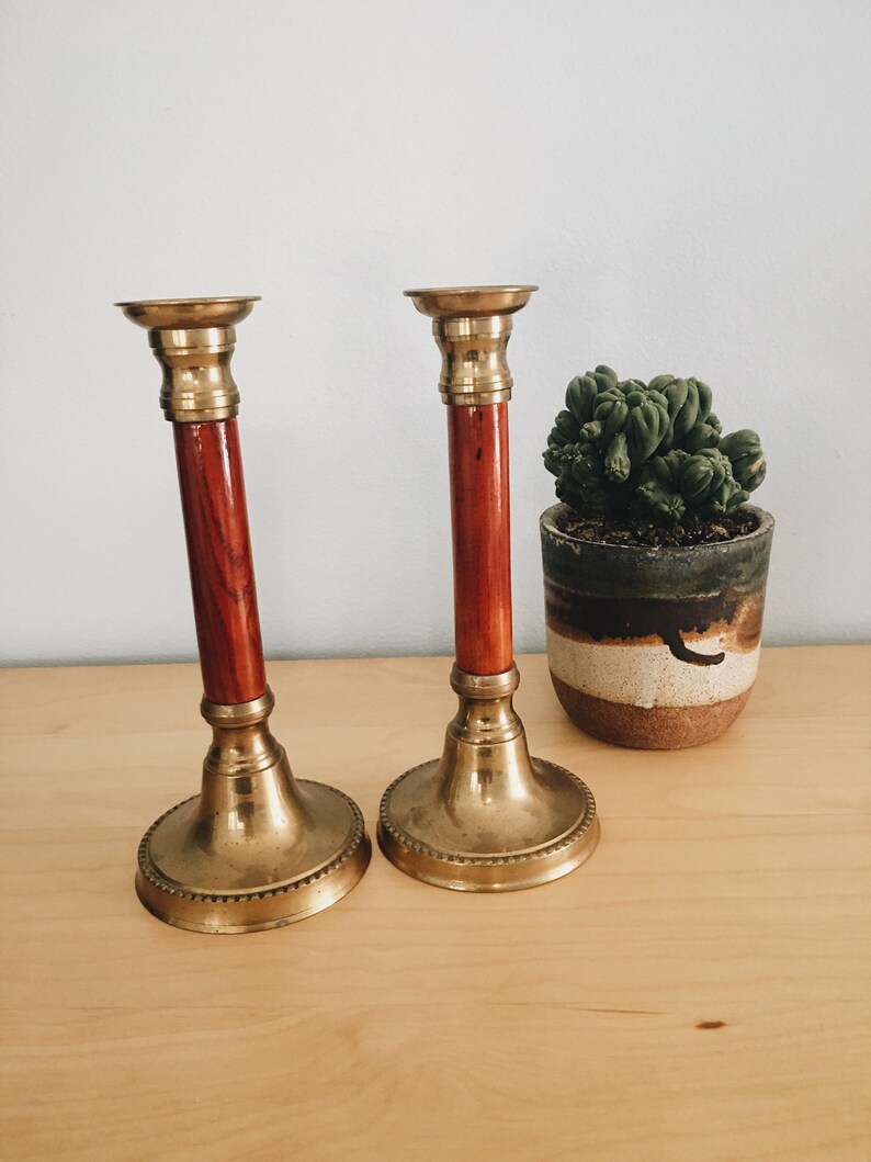 Brass Candle Holders Vintage Candle Holder Tabletop Etsy