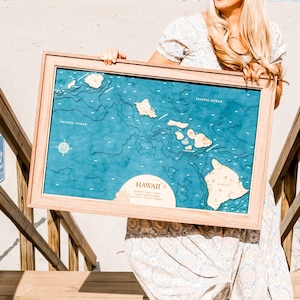 3D Wood Hawaiian 重 Islands Map壁掛け木製ハワイ諸島地図 3D Wood Hawaiian 重 Islands Map壁掛け木製ハワイ諸島地図