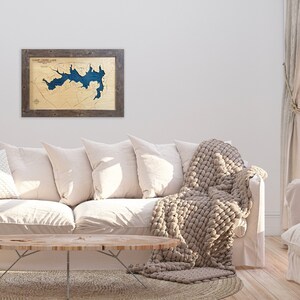 Lago Camp Creek, mappa del lago, mappa del lago 3D, mappa in legno 3D, mappa del lago personalizzata, mappa in legno personalizzata, cartello personalizzato per il lago, regalo per il lago, decorazioni per la casa sul lago