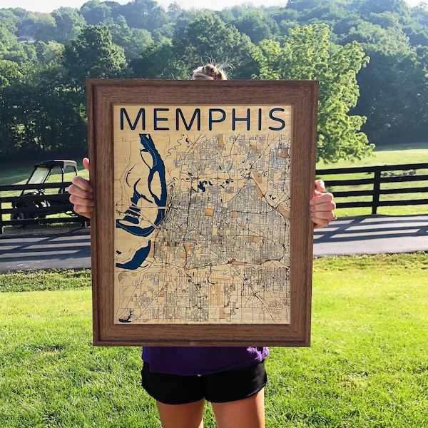 Memphis Wood Map, Memphis Map, Tennessee Map, Custom Wood Map, Wood Engraved Map, Custom 3D Map, Memphis Gift, Memphis Art, Memphis Sign