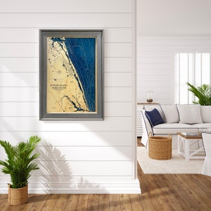 Jupiter Island Hobe Sound Florida Dimensional Holz geschnitzte Tiefe Konturkarte - passen Sie mit Ihren Hausinformationen - See Kunst - Holzkarten