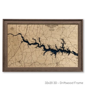 Lake Gaston, Custom Wood Map, 3D Wall Art, Contour Map Lake House Decor, Lake Map, Depth Map, Lake Gift, Lake House, Lake Art