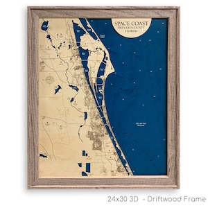 Mappa della Space Coast, mappa di Cape Canaveral, mappa di Merritt Island, regalo della Space Coast, mappa dei contorni, decorazioni per case sulla spiaggia, mappa dell'isola, mappa personalizzata